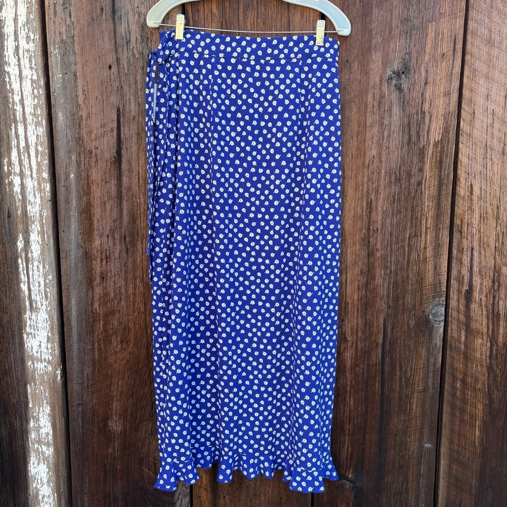 Maeve Blue and White High Low Skirt - Picture 2 of 11